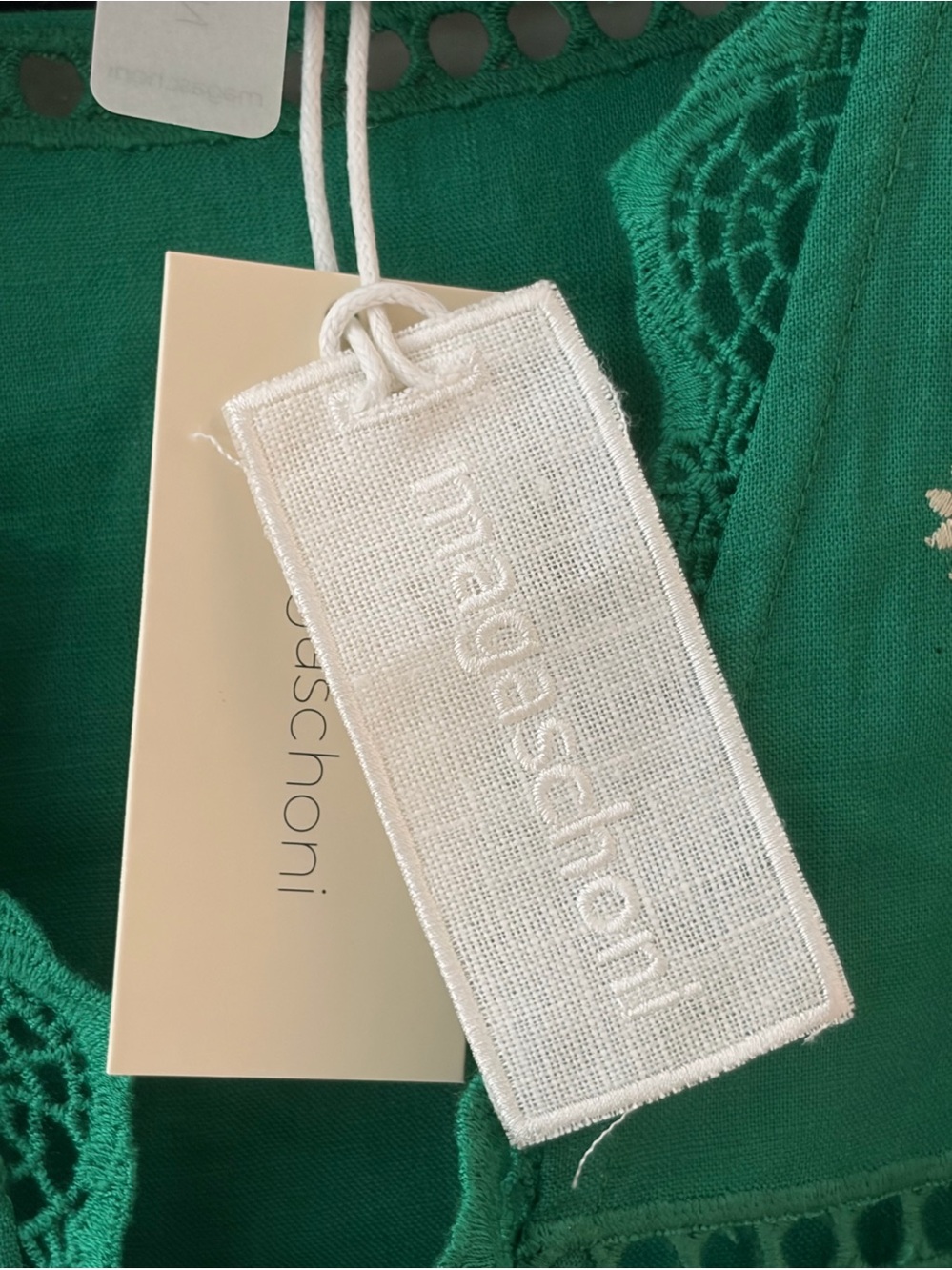 NWT Cotton/Linen Green Embroidered Tie Front Top - Picture 7 of 12